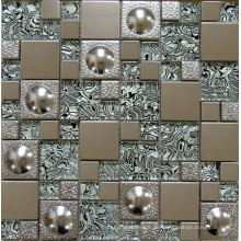 Glas Mosaik Wandfliese, Edelstahl Metall Mosaik (SM254)